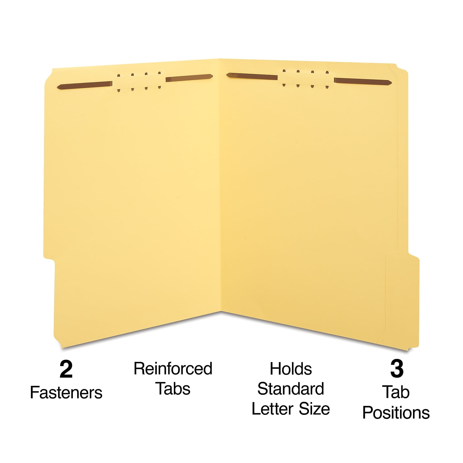 Staples Colored Reinforced Tab Fastener Folders Letter Size Yellow 50/Box 807793