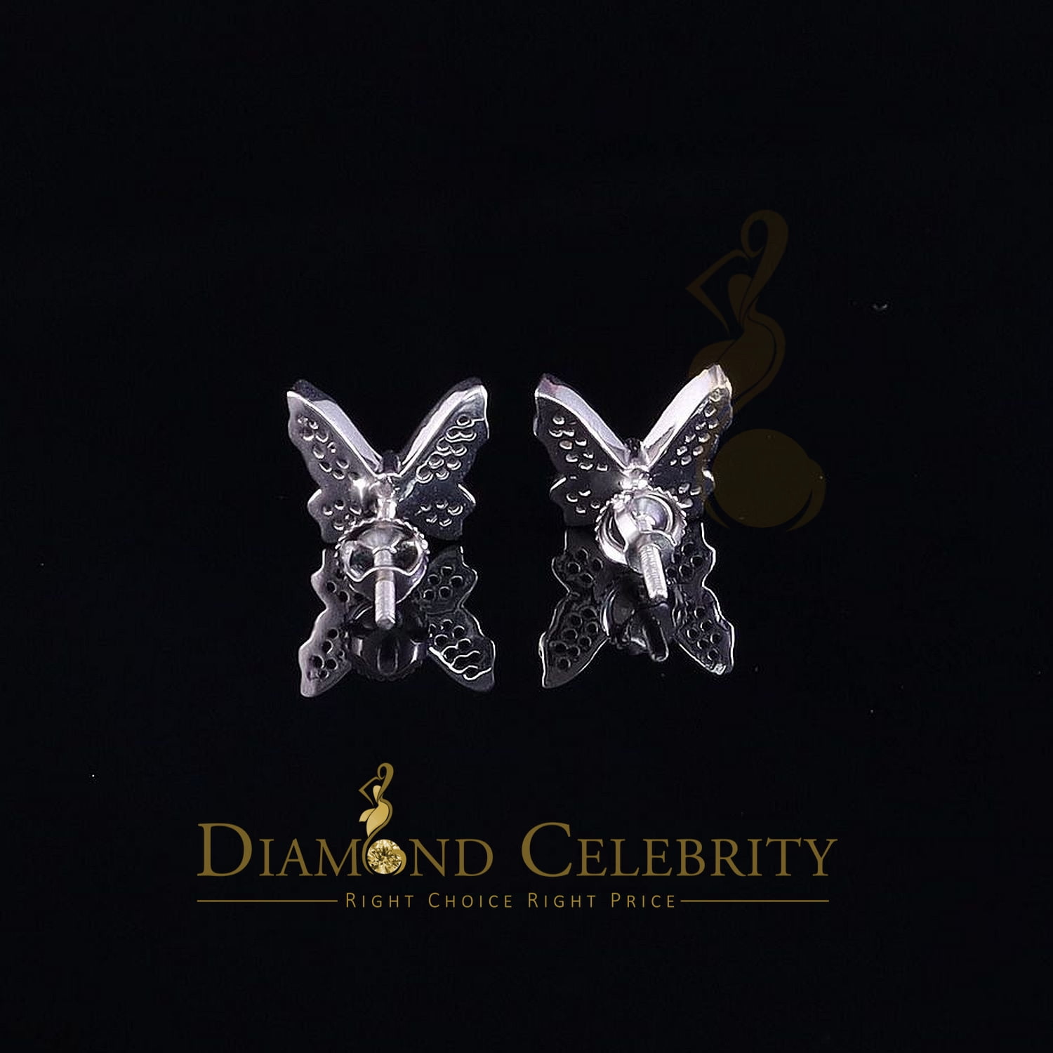 Diamond Celebrity's Women's 0.34ct Cubic Zirconia Butterfly Stud Earrings White 925 Sterling Silver