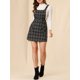 thumbnail image 5 of Vestido de tirantes A-Line con botones decorativos de cuadros para mujer INSPIRE CHIC en azul marino, 5 of 7