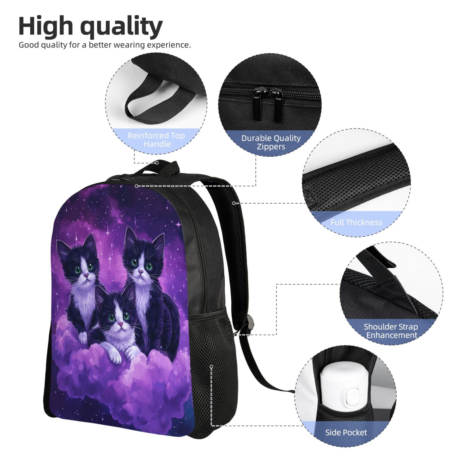 Cat Backpack Double Shoulder Backpack Durable, Spacious, Ergonomic Design for Travel, Work & Outdoor Use