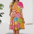thumbnail image 2 of Candy Pattern Rainbow Lollipop Dress Summer Street Style Dresses Female Short Sleeve Printed Sundress, 2 of 7