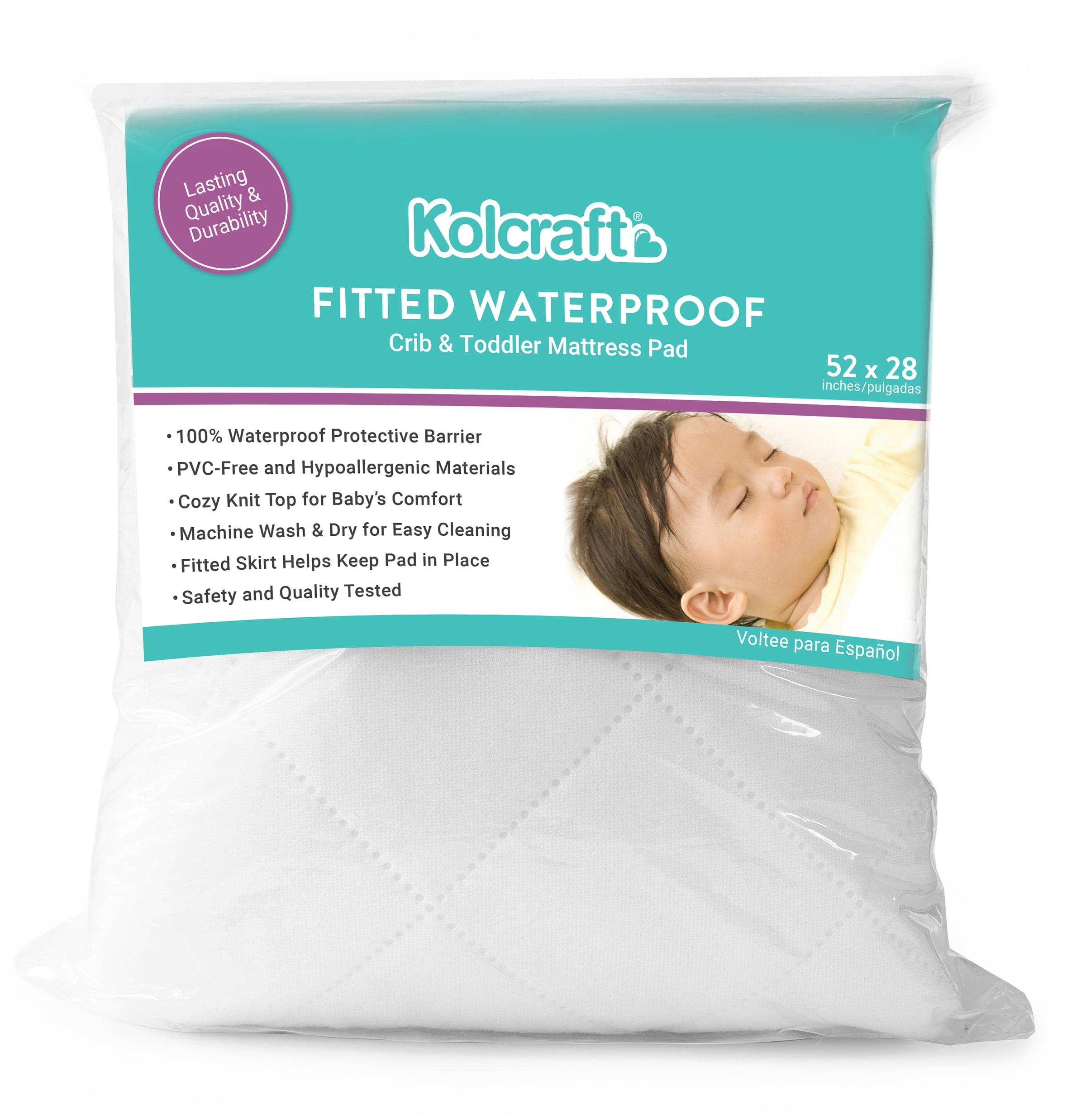Kolcraft Fitted Waterproof Crib and Toddler Mattress Pad