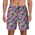 thumbnail image 2 of Picia Skull flower leaf Plaid pattern Mens Swim Trunks with Compression Liner Stretch Beach Shorts Quick Dry with Zipper Pockets No-Chafing Board Shorts-3X-Large, 2 of 9