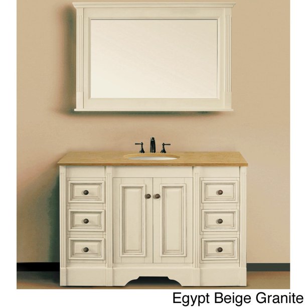 Legion Furniture Natural Granite Top 48inch Single Sink Ivory Antiqued