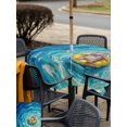 thumbnail image 5 of Outdoor Tablecloth with Umbrella Hole for Patio/Picnic/Party/Camping, Summer Hippo Waterproof Table Cloth Square Cover Washable, Blue Ocean Oil Painting Swimming Ring (60"x 60"), 5 of 8