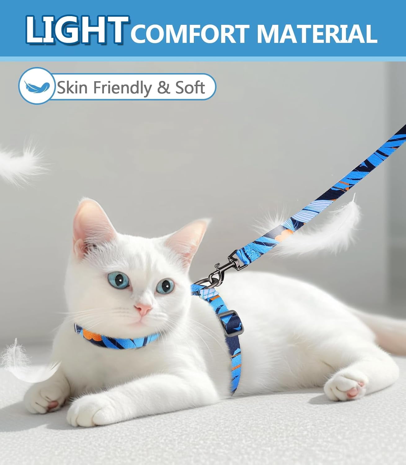 Cat Harness and Leash Set, Escape Proof [3 in 1 Adjustable & Lightweight] Cat Harness, Safe Kitten Harness for Large Cats Comfortable Soft, Easy to Wear, Walking Outdoor Travel, Medium