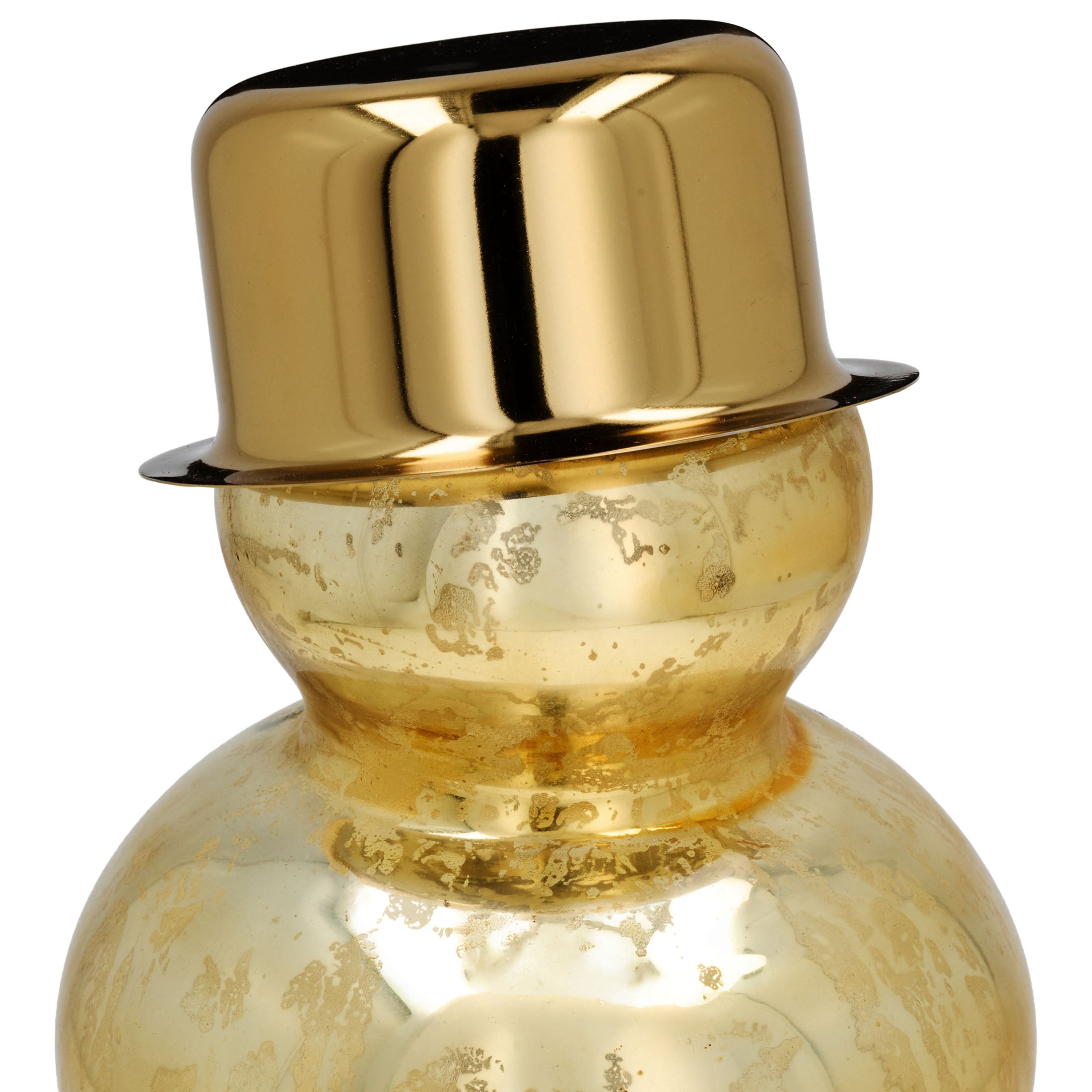 Glass Snowman with Metal Hat Christmas Decoration, Gold, 13", by Holiday Time