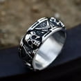thumbnail image 2 of K-KED Vintage Pirate Cross Sword Skull Ring Stainless Steel Gothic Men's Skull Band-9, 2 of 6