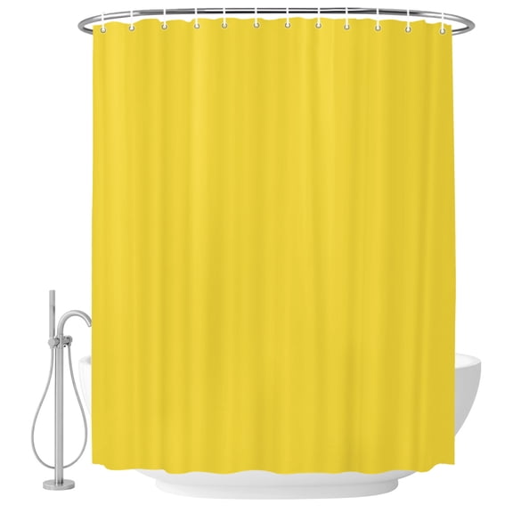 Bright Yellow Shower Curtain Pure Solid Color Waterproof Fabric Shower Curtain Set with 12 Hooks, Bathroom Curtains for Farmhouse Home Hotel Holiday Decor, 36" W x 72" L