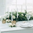 thumbnail image 4 of White Artificial Rose Candle Ring Wedding Christmas Home Decor Silk Floral Wreath Table Centerpiece, 4 of 7