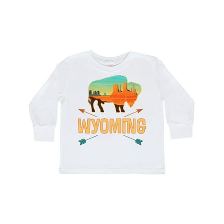 

Inktastic Wyoming Vacation Buffalo Silhouette Gift Toddler Boy or Toddler Girl Long Sleeve T-Shirt