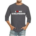 thumbnail image 2 of VBTAPA Valentines Day Gifts for Boyfriend 3/4 Sleeve T-shirt Mens Letter Graphic Tees Lightweight Casual Workout Shirts Prime Sales of The Day Gray XXL, 2 of 5