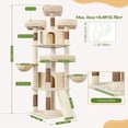 thumbnail image 6 of Globlazer 80" Large Cat Tree Tower for Large Cats with 2 Cat Condo Hammock, 6 Scratching Posts for All Indoor Cats, Beige, 6 of 10