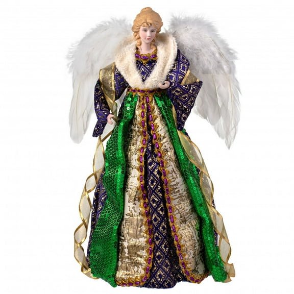Mardi Gras Christmas Holiday Angel Tree Topper 16"  beads Carnival decorations ornament New Orleans