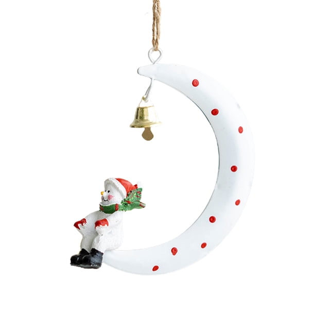 Decoración De Hierro Forjado Para Árbol De Navidad, Divertido Papá Noel Sentado En La Luna, Decoración Colgante Para El Hogar Monstrate HA041696-03