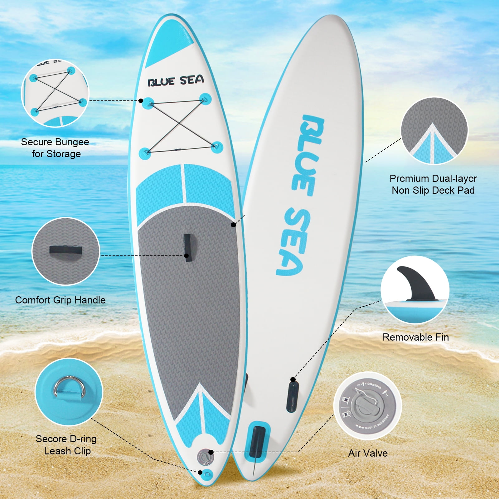 XKZJPG 10' Inflatable Stand-up Paddle Board, Extra Wide Design for Yoga & Fishing, Includes Backpack