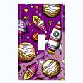 thumbnail image 2 of Metal Light Switch Wall Plate Outlet Cover (Spaceship UFO Astronaut Rocket Outerspace Star Pink - Single Toggle), 2 of 2
