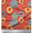 thumbnail image 1 of Soimoi Orange Georgette Viscose Fabric Artistic Flower Mandala Decor Fabric Printed Yard 42 Inch Wide, 1 of 3