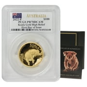Australia 2022 1 oz Gold Koala PCGS PR70DCAM First Day of Issue w/Original Government Packaging Perth Mint Coin