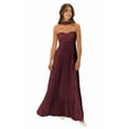thumbnail image 1 of Vestido largo de gasa burdeos KMQSY para dama de honor con bufanda, talla 6, 1 of 6