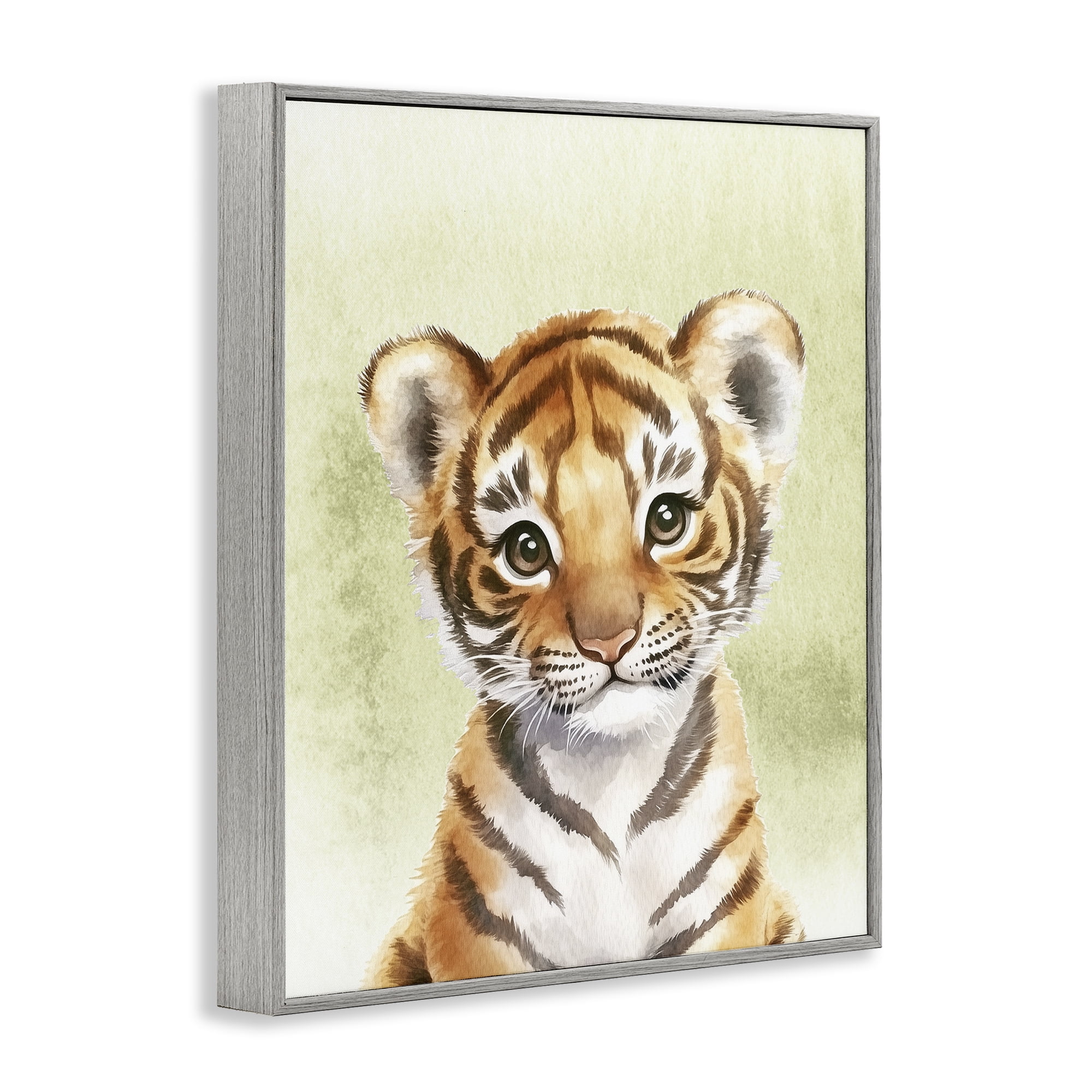 Stupell Industries Jungle Friends Baby Tiger Gray Framed Giclee Art, design by Christine Simpson Art