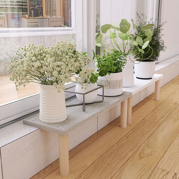 OUNONA White Wooden Plant Stand for Window Ledge with Smooth Edges, Perfect for Potted Plants, 1 Piece Storage Rack
