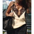 thumbnail image 5 of Lace Camis Tops for Women Spaghetti Strap Satin Silk V Neck Tank Top Y2K Going Out Shirt Tops Cream White XL, 5 of 9