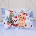 thumbnail image 2 of Shop LC Set of 2 Size King White Digital Printed Christmas Theme Pattern Microfiber Comforter Shams Breathable Durable Ultra Soft Warm Cozy Winter Bedspread Bedding Set, 2 of 5