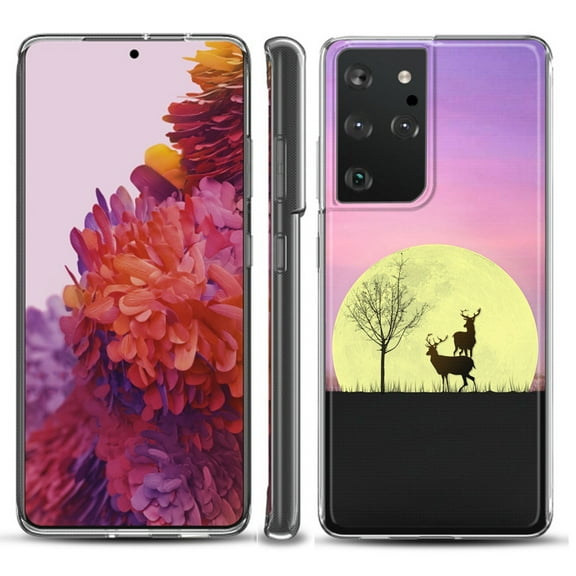 Slim-Fit Lightweight Protective Phone Case compatible with Samsung Galaxy S21 ULTRA 5G, by OneToughShield ® - Moonlight Deer
