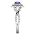 thumbnail image 3 of Halo Engagement Ring for Women - 1.3125ct Simulated Tanzanite in 18K White Gold Promise Ring, 3 of 6