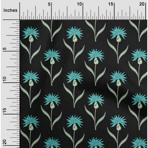 oneOone Viscose Chiffon Fabric Leaves & Floral Artistic Decor Fabric Printed BTY 42 Inch Wide