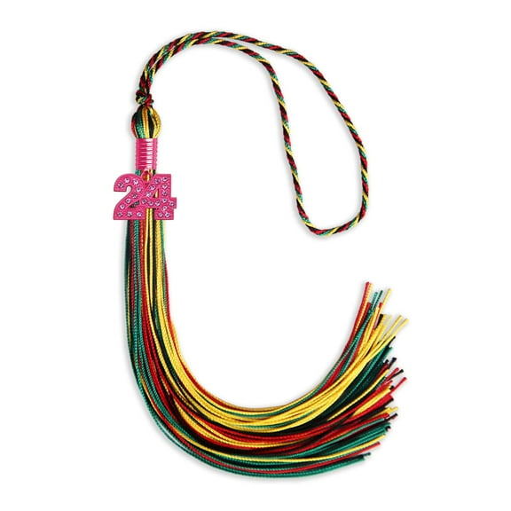 Endea Graduation Kente Mixed Color Graduation Tassel with Pink Bling Charm