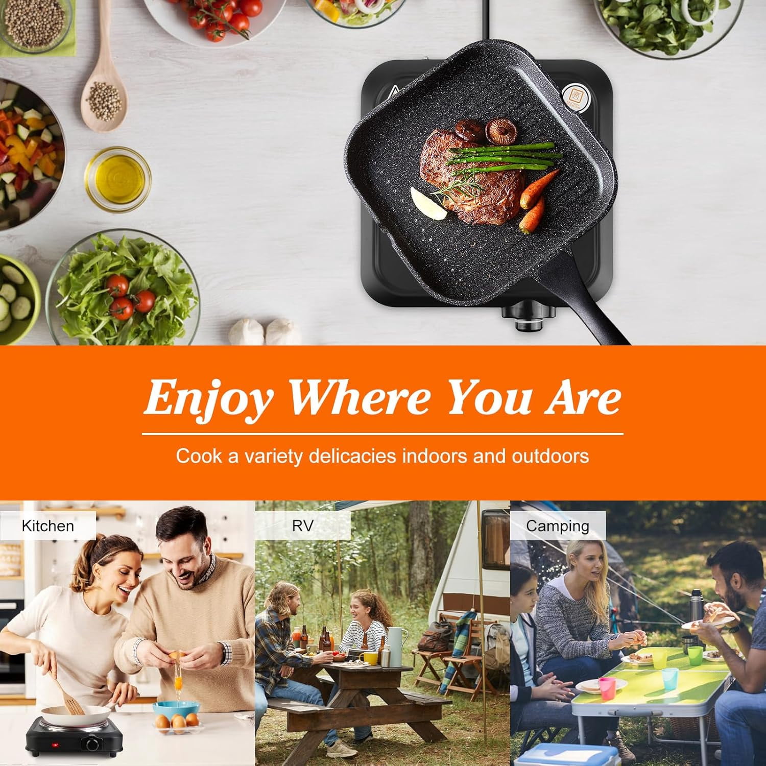 Hot Plates for Countertop, Battery Powered Hot Plate, Electric Hot Plate, 1200w Electric Infrared Single Burner,  Portable Counter Single Stove with 7.5” Glass Cooktop