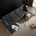 thumbnail image 3 of 110" Large Modular Sectional Sofa, Modern Luxury U-Shaped Sofa Couch with Black Metal Legs, Indoor Combination Sofa Couches for Living Room, Dark Gray, 3 of 9