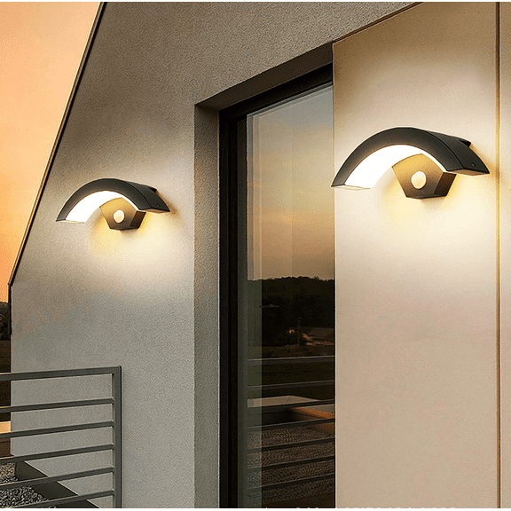 YANSUN Outdoor Wall Light with Motion Sensor and Dusk to Dawn, 24W Black Exterior Lights, 3000K Waterproof IP65 for Porch, Garage, Patio