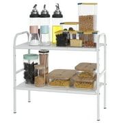YEERSWAG® Expandable Under Sink Organizer,2 Tier Adjustable Under Sink Storage Rack with Removable PP Panels,Carbon Steel Kitchen Bathroom Cabinet Organizer Multi-purpose Countertop Storage Shelf