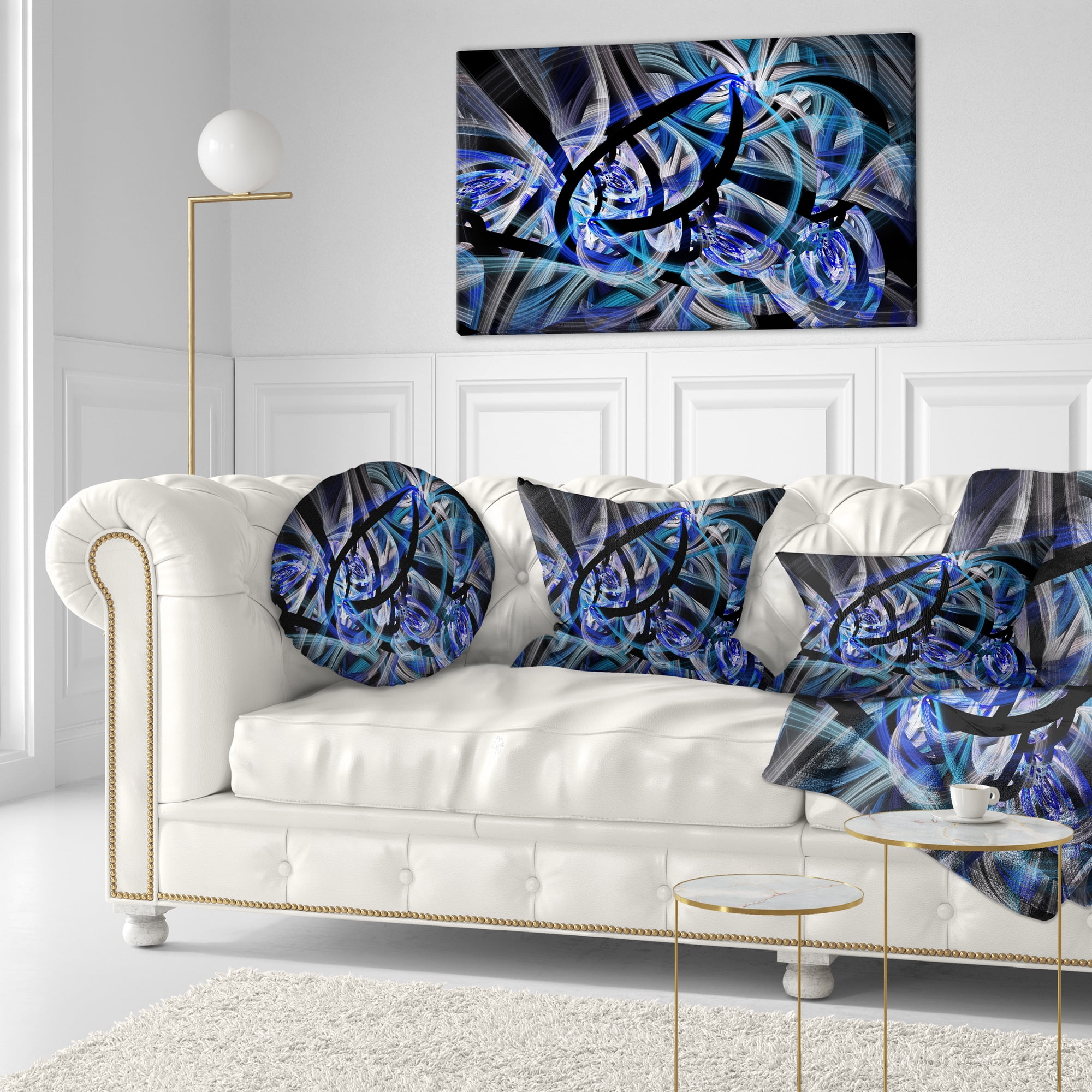 Designart 12" x 20" Black Polyester Throw Pillow