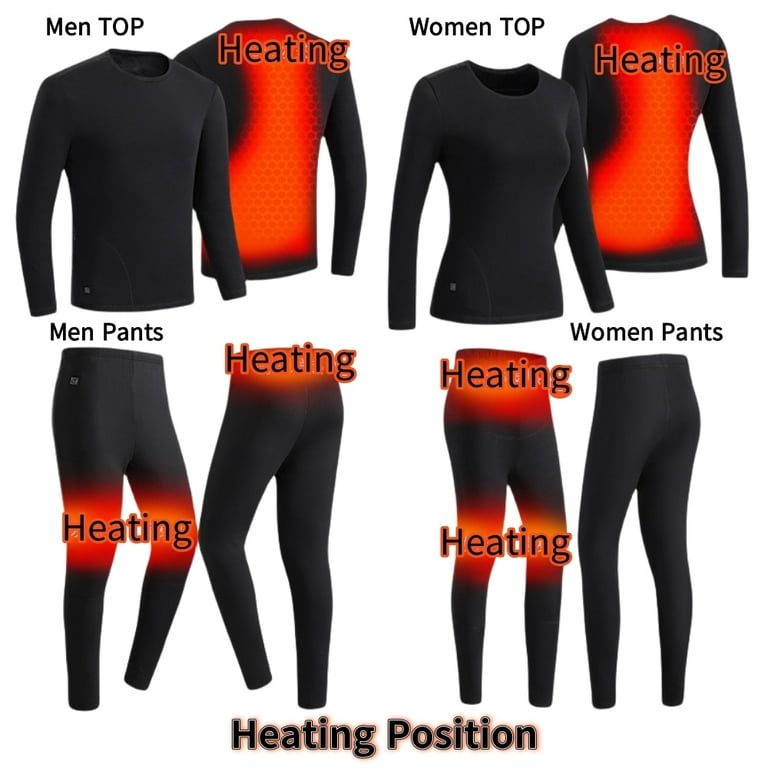 Sexy Dance Men Women Heated Underwear Top with Pants Set Washable USB  Charging Electric Thermal Heating Insulated Clothes with 3 Level  Temperature Setting Cold-Proof Underwear Outdoor Winter Heating 