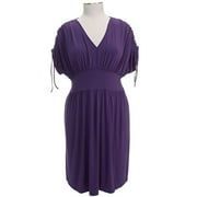 Women's Plus Cinched-Sleeve V-Neck Jersey Dress