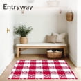 thumbnail image 3 of ODIKA 3'x5' Machine Washable Non-Slip Area Rug, Buffalo Plaid Accent Welcome Holiday Checkered Design High Traffic Rug, Red, 508407, 3 of 7