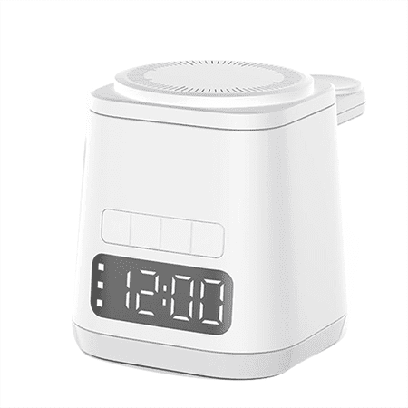 Charging Station,Alarm Clock,Night Light,Wireless Dock, Phone Watch Charger Stand, Combo White