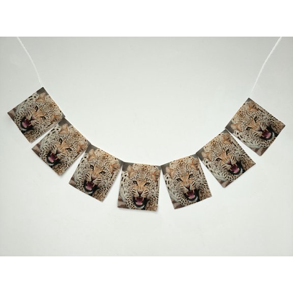 ZKGK Animals Leopard Banner Bunting Garland Flag Sign for Home Family Party Decoration