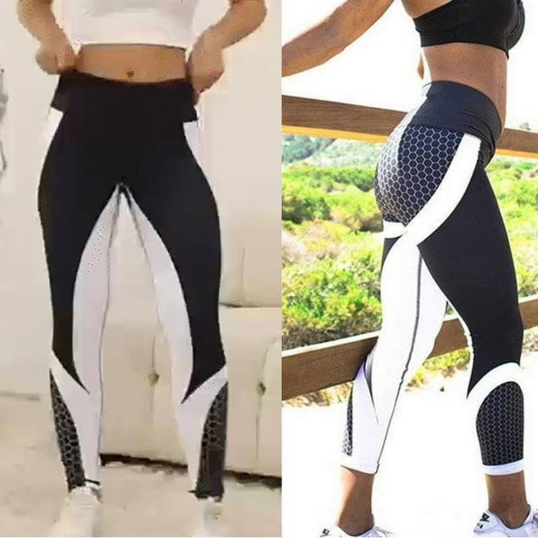CBGELRT Push Up Sporty Leggings For Women Workout Fitness Running Cycling Leggins Print Stiching Women s Pants High Waist Tights Black Xl Walmart