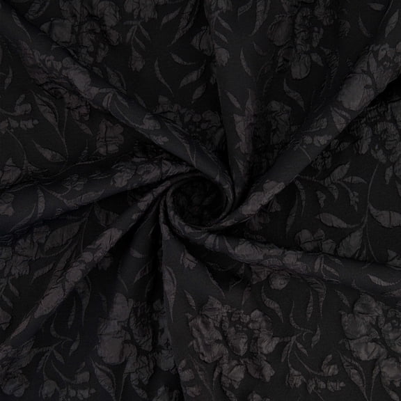 Zelouf Nia Floral Stretch Jacquard , Sewing, DIY, Crafts Fabric by the Yard, Black, 5 Yard