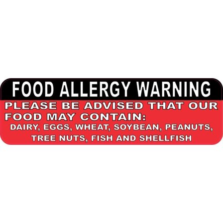 10in x 3in Food Allergy Warning Magnet