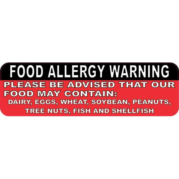 10in x 3in Food Allergy Warning Magnet