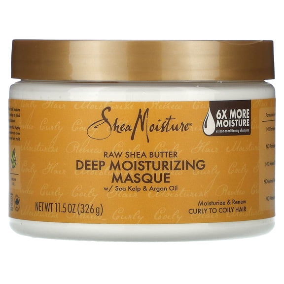 SheaMoisture, Raw Shea Butter, Deep Moisturizing Masque with Sea Kelp & Argan Oil, 11.5 oz (326 g) Pack of 2