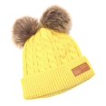 thumbnail image 4 of Niños Niñas Pompones Sombrero Grueso Cálido Invierno Suave Tejido Gorros - Amarillo, tal se describe Yotijar Chicos niñas pom pom poms sombrero, 4 of 9