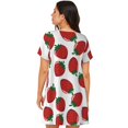 thumbnail image 3 of Hirioo Hand Drawn Strawberry for Women's Nightdress Comfortable Short Sleeve Nightwear Casual Sleep Dress, 3 of 6