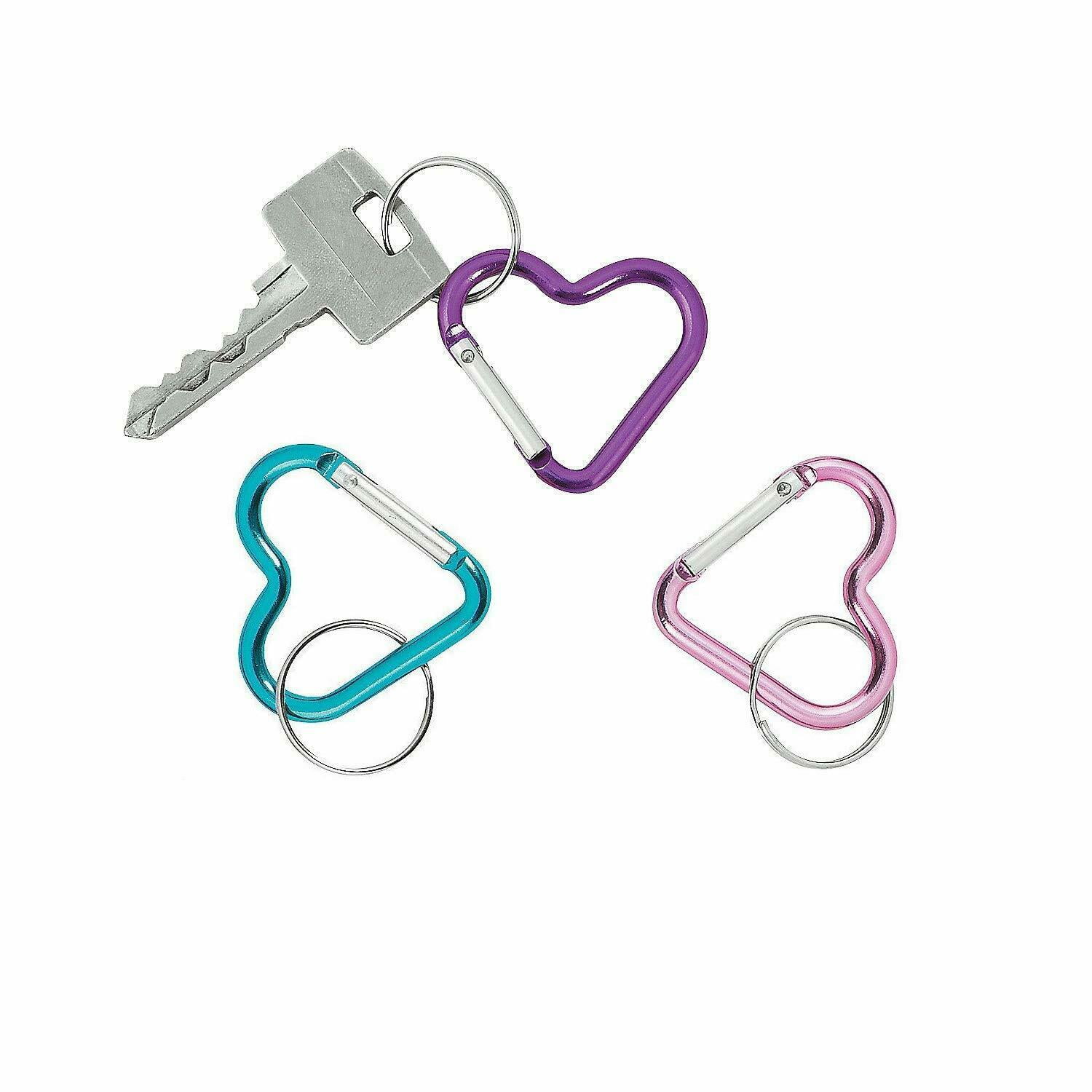 Bonison Heart Shaped Gift Aluminum Alloy Carabiner Hook Snap Clip Key Holder Keychain Tool Party Favors Camping Hiking Backpack Accessory Pastel Color Assortment 